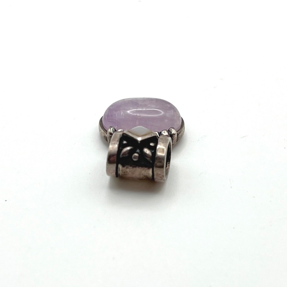 Sterling Silver 925 Lavender Amethyst & Mother of Pearl Pendant Thailand Ornate - Picture 5 of 8